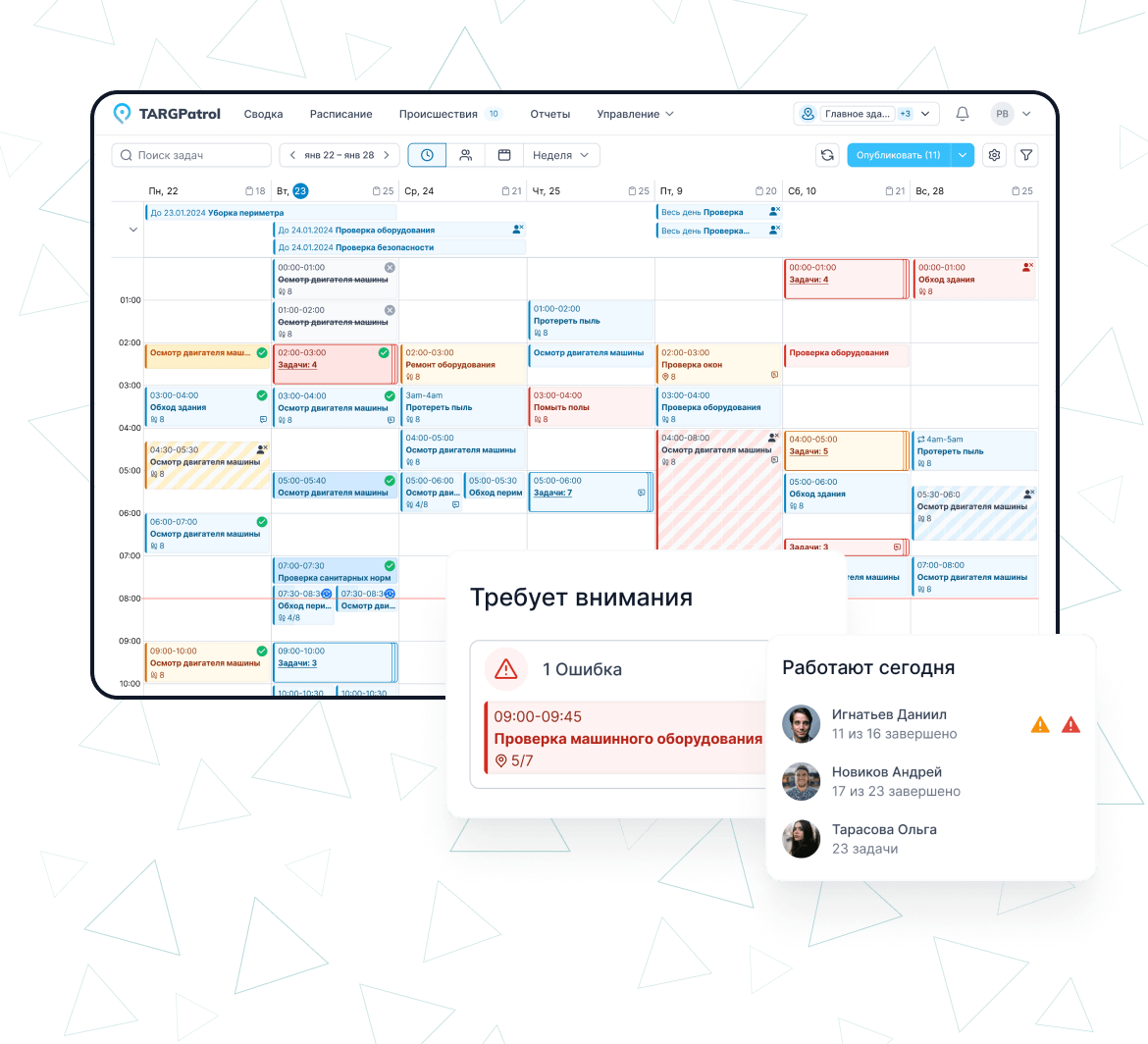 Расписание задач сотрудников